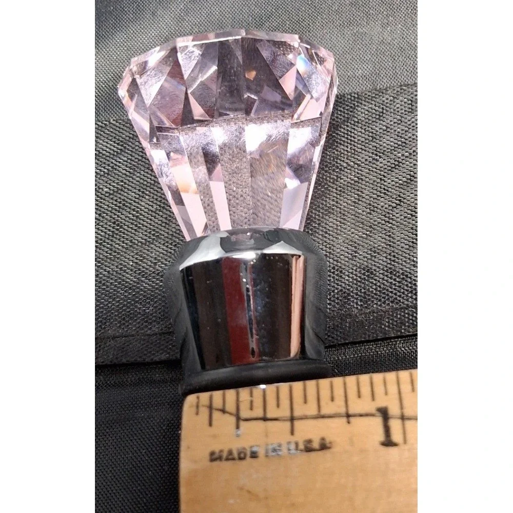 Pink Faux Crystal Diamond Top Wine Bottle Stopper Chrome Barware Gift Boxed